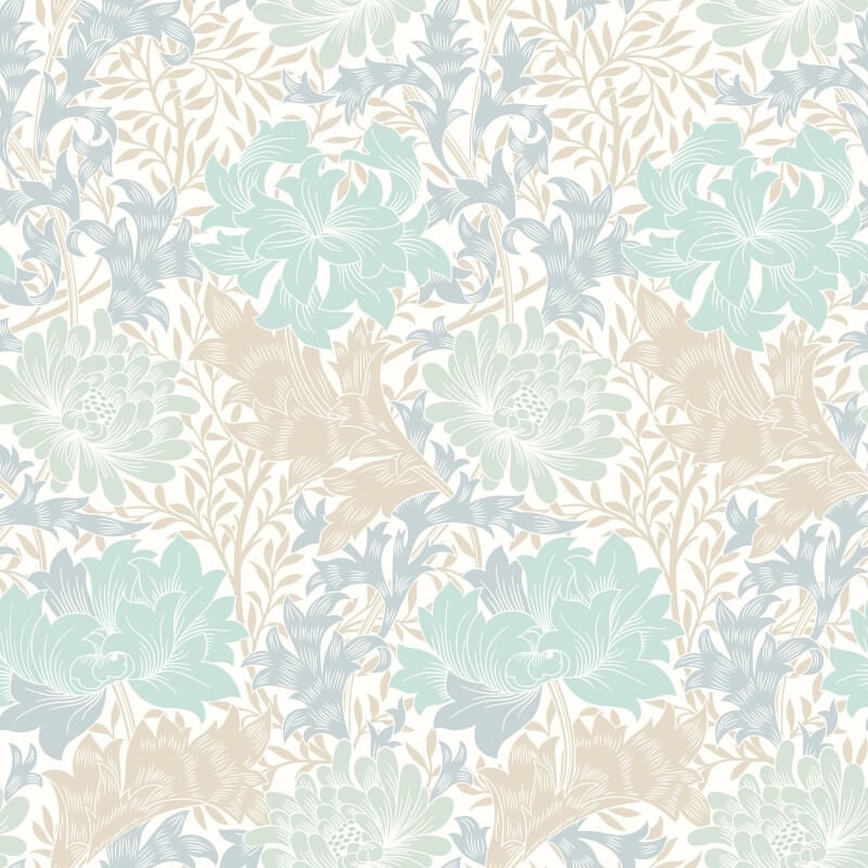 Chrysanthemum Wallpaper - Duckegg Blue - Hoopla Walls - HWA1119W - Premier Wallcovering