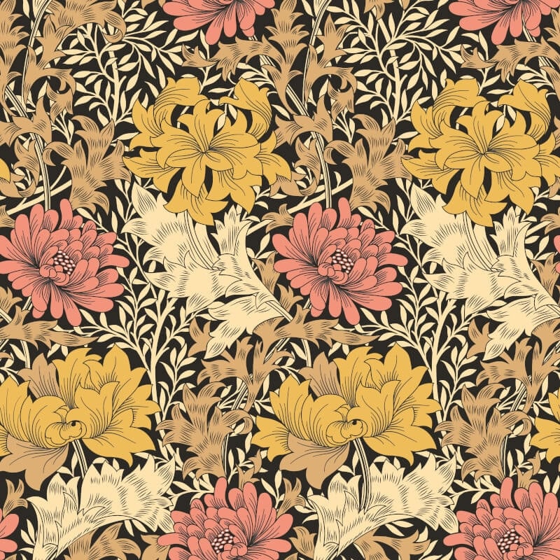 Chrysanthemum Wallpaper - Ginger - Hoopla Walls - HWA1124W - Premier Wallcovering