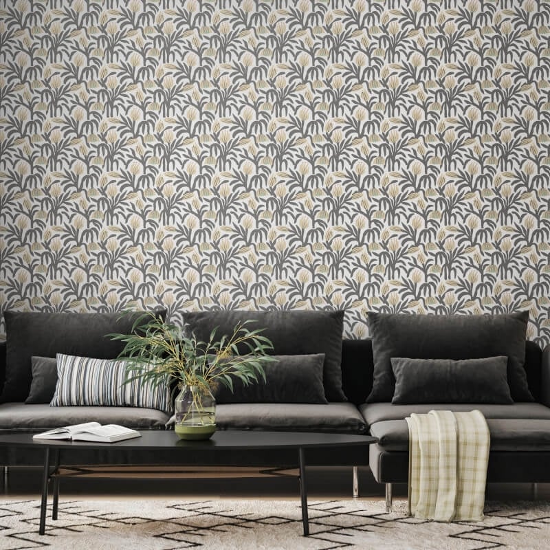 Chunky Flower Wallpaper - Charcoal - Hoopla Walls - HWA1150W - Premier Wallcovering