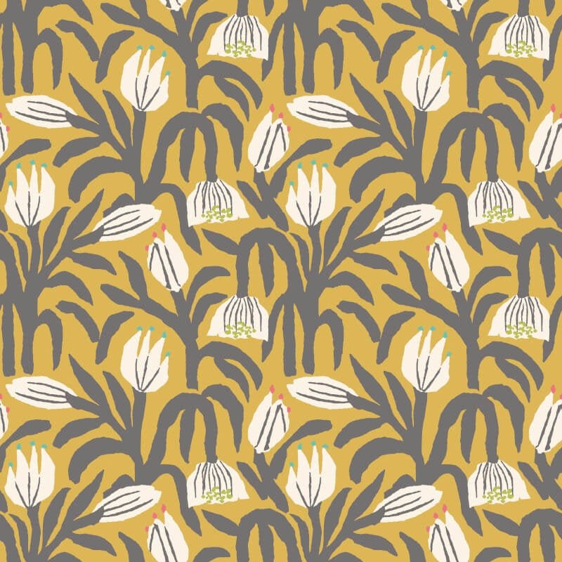 Chunky Flower Wallpaper - Mustard - Hoopla Walls - HWA1154W - Premier Wallcovering