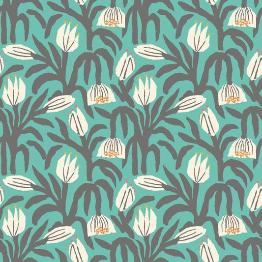 Chunky Flower Wallpaper - Teal Blue - Hoopla Walls - HWA1147W - Premier Wallcovering