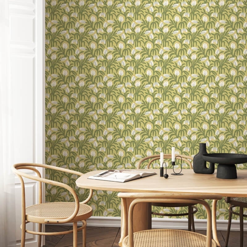 Chunky Flower Wallpaper - Olive Green - Hoopla Walls - HWA1153W - Premier Wallcovering