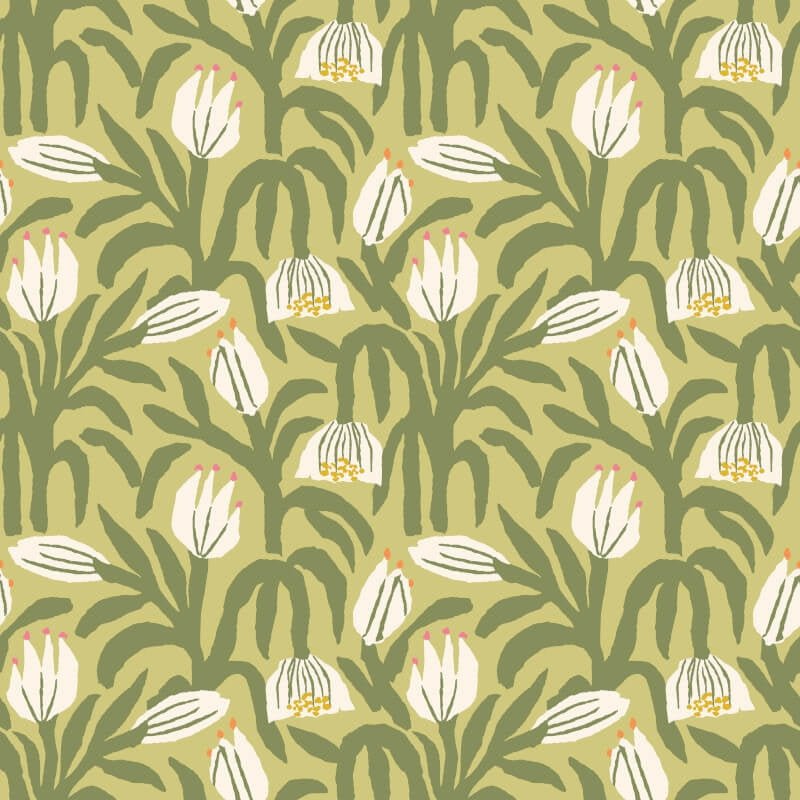 Chunky Flower Wallpaper - Olive Green - Hoopla Walls - HWA1153W - Premier Wallcovering