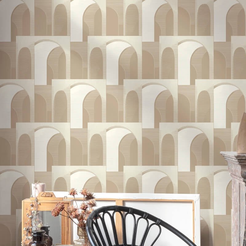 Ciara Ada Geometric Wallpaper - Natural/Cream - Grandeco - A63302 - Premier Wallcovering
