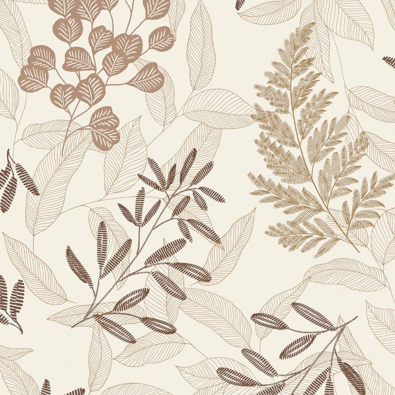 Ciara Catho Leaf Wallpaper - Cream/Gold - Grandeco - A63902 - Premier Wallcovering