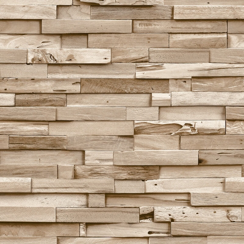 Ciara Colorado Wood Slat Effect Wallpaper - Natural - Grandeco - A64002 - Premier Wallcovering