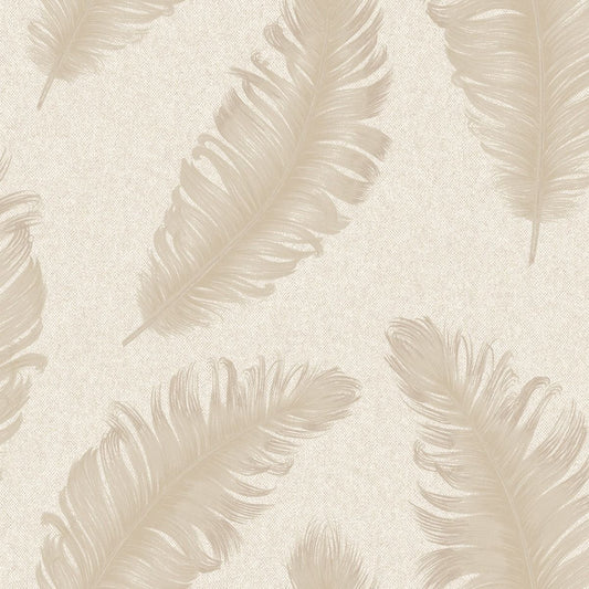 Ciara Glitter Feather Vinyl Wallpaper - Cream / Soft Beige - Belgravia - 4402 - Premier Wallcovering