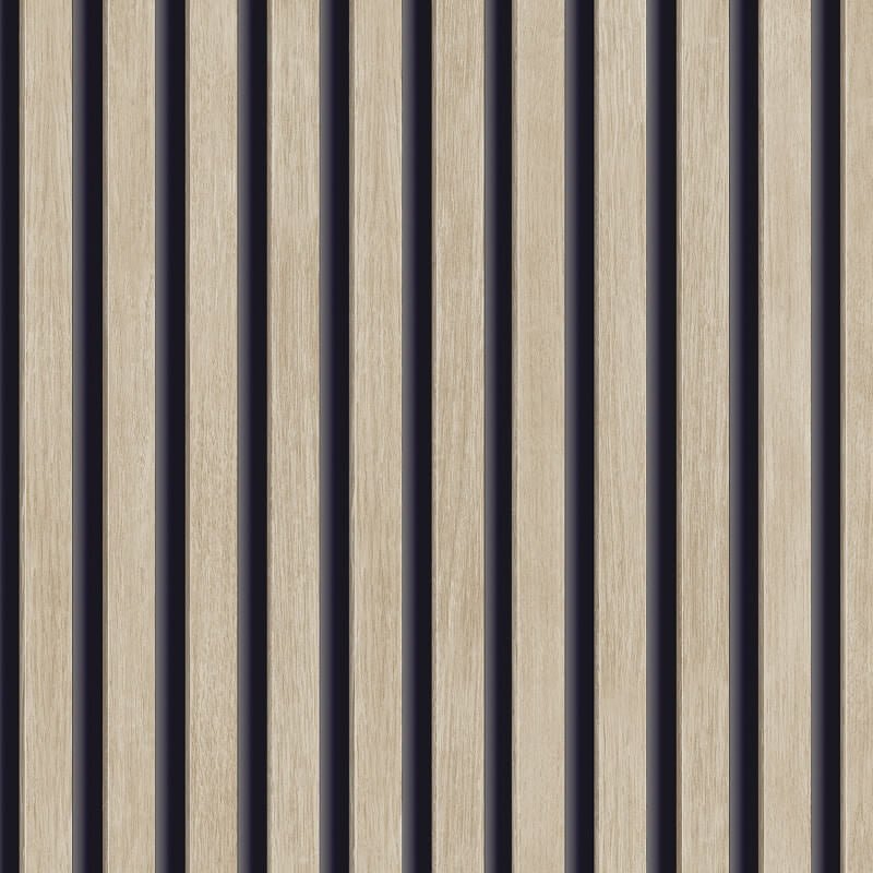 Ciara Hermes Wooden Slat Effect Wallpaper - Brown/Black - Grandeco - A63601 - Premier Wallcovering
