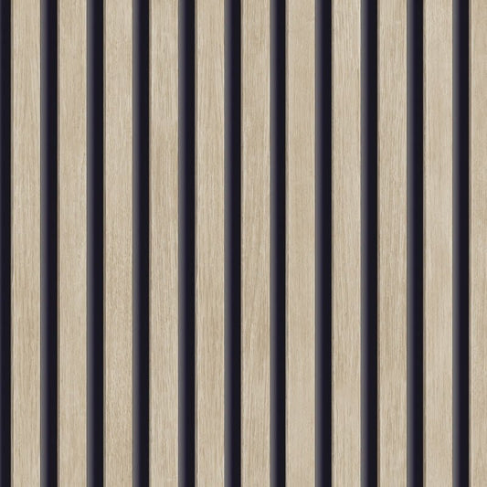 Ciara Hermes Wooden Slat Effect Wallpaper - Brown/Black - Grandeco - A63601 - Premier Wallcovering