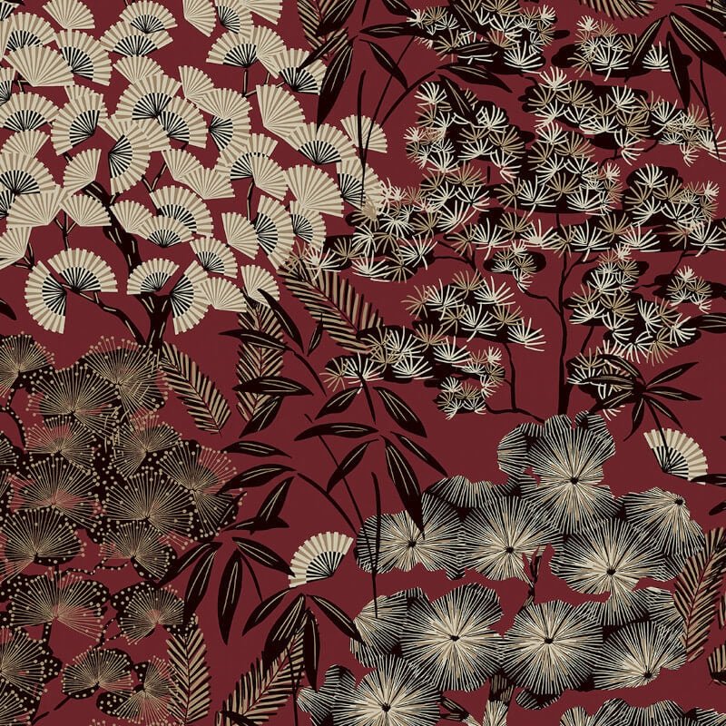 Ciara Hisae Floral Wallpaper - Red/Black - Grandeco - A63003 - Premier Wallcovering