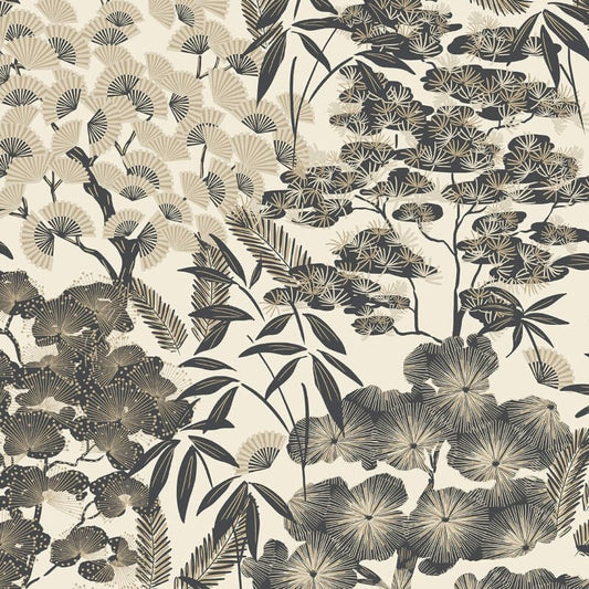 Ciara Hisae Floral Wallpaper - Beige/Black - Grandeco - A63001 - Premier Wallcovering