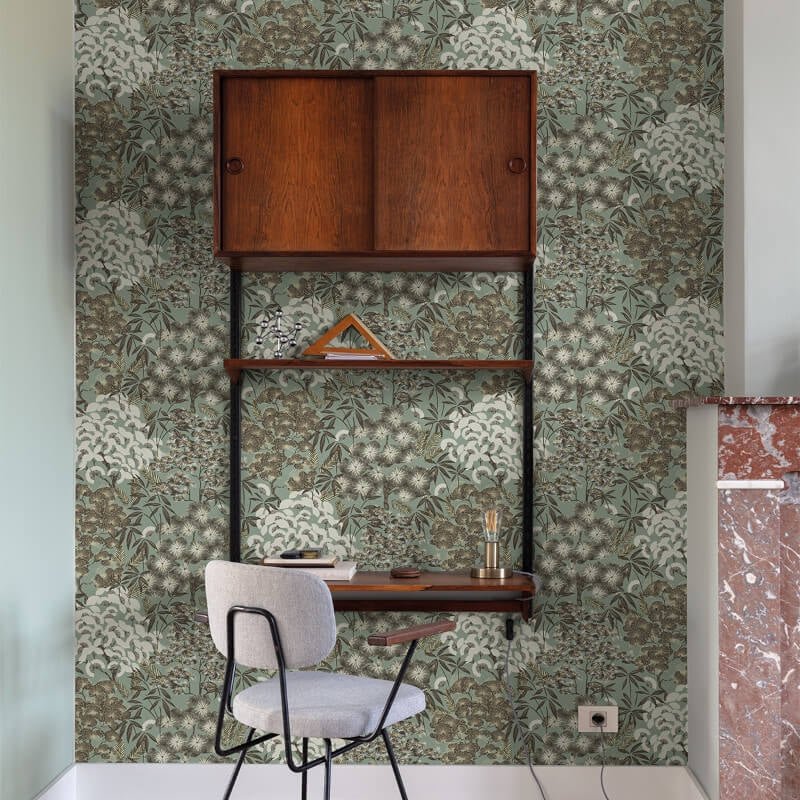 Ciara Hisae Floral Wallpaper - Green/Black - Grandeco - A63002 - Premier Wallcovering