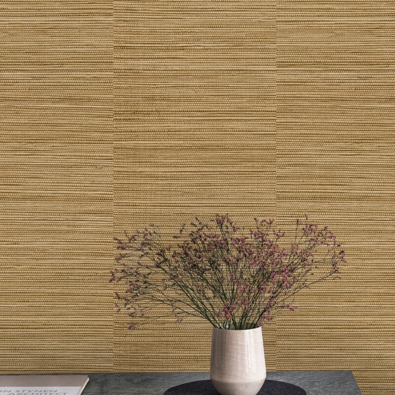 Ciara Java Grasscloth Wallpaper - Yellow Gold - Grandeco - A62904 - Premier Wallcovering