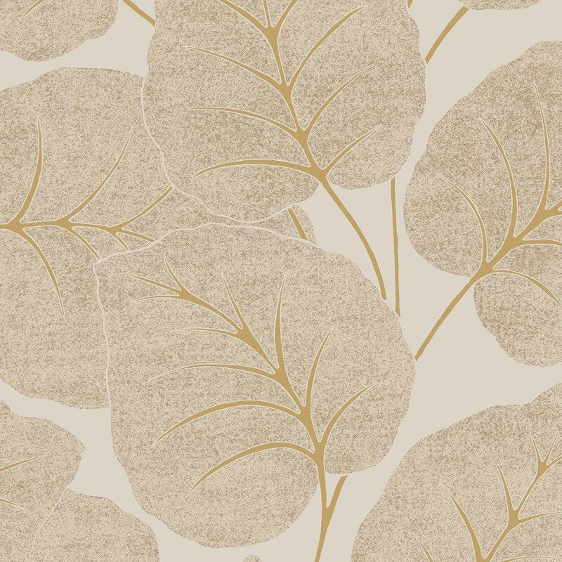 Ciara Luxor Leaf Wallpaper - Cream/Gold - Grandeco - A63504 - Premier Wallcovering