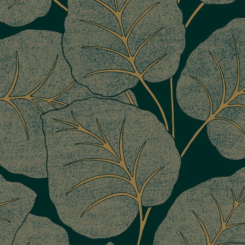 Ciara Luxor Leaf Wallpaper - Green/Gold - Grandeco - A63502 - Premier Wallcovering