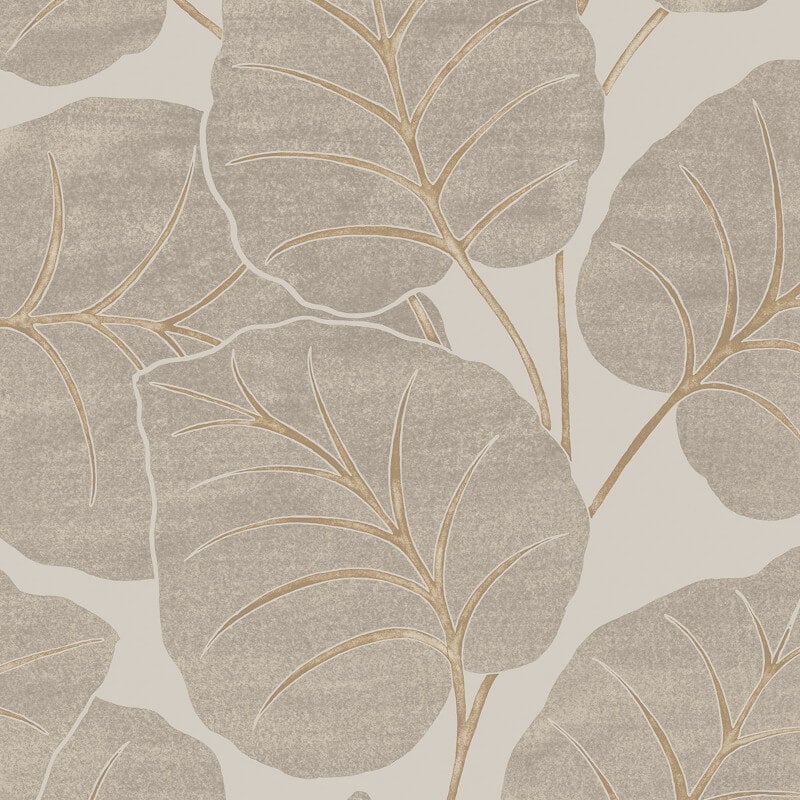 Ciara Luxor Leaf Wallpaper - Natural/Gold - Grandeco - A63501 - Premier Wallcovering