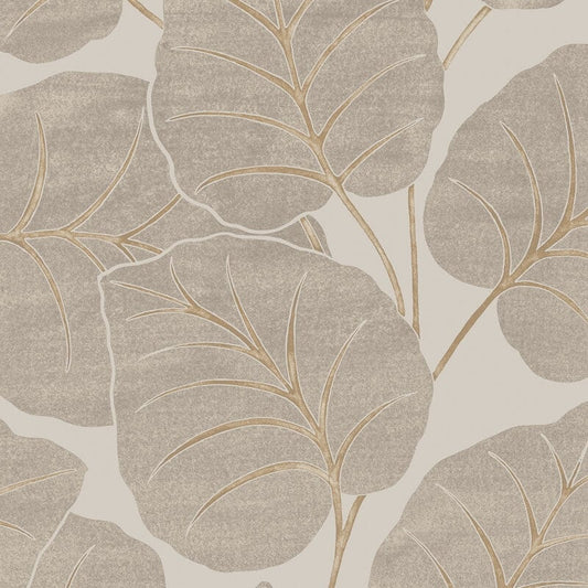 Ciara Luxor Leaf Wallpaper - Natural/Gold - Grandeco - A63501 - Premier Wallcovering