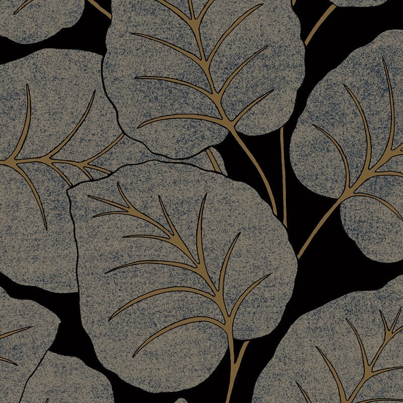 Ciara Luxor Leaf Wallpaper - Blue/Gold - Grandeco - A63503 - Premier Wallcovering