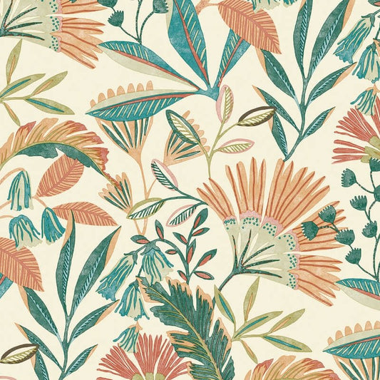 Ciara Matisse Tropical Floral Wallpaper - Cream Multi - Grandeco - A63801 - Premier Wallcovering