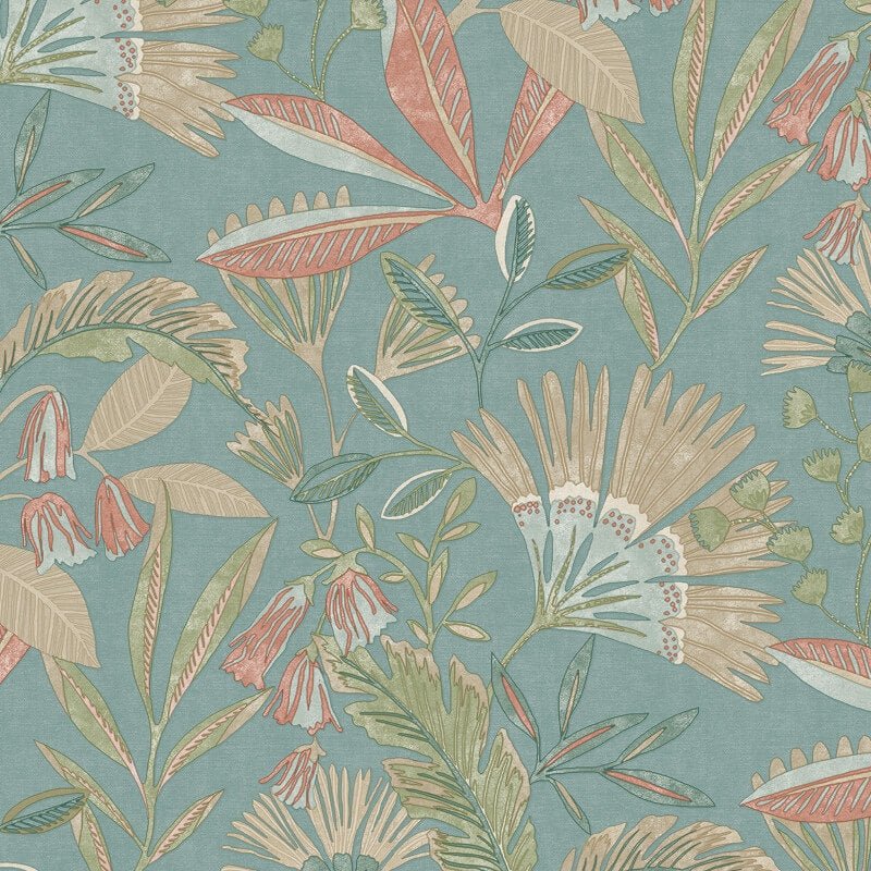 Ciara Matisse Tropical Floral Wallpaper - Blue Multi - Grandeco - A63802 - Premier Wallcovering
