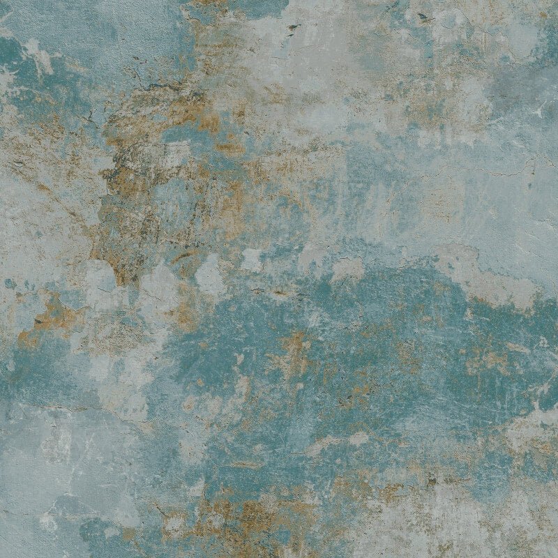 Ciara Old Town Concrete Effect Wallpaper - Teal/Gold - Grandeco - A63103 - Premier Wallcovering