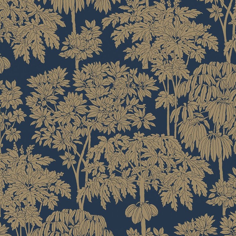 Ciara Tonal Trees Wallpaper - Blue/Gold - Grandeco - A63404 - Premier Wallcovering