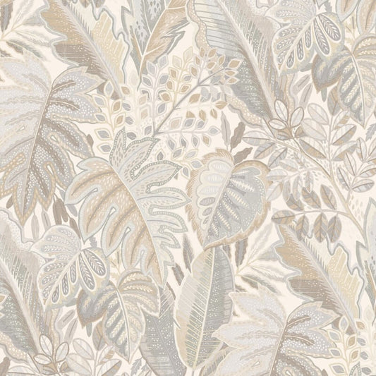 Ciara Tribal Leaf Wallpaper - Beige/Grey - Grandeco - A58402 - Premier Wallcovering