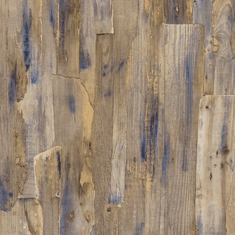 Ciara Wooden Wall Wallpaper - Natural/Blue - Grandeco - A62802 - Premier Wallcovering
