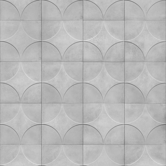 Circle Moulded Concrete Wallpaper - Silver - NLXL - NDE - 01 - Premier Wallcovering
