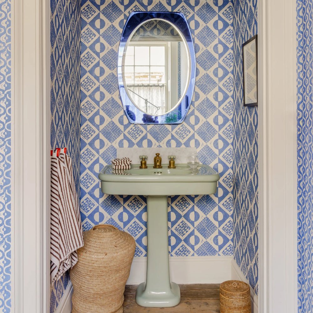 Circles & Squares Wallpaper - Azure - Blithfield - 681-02 - Premier Wallcovering