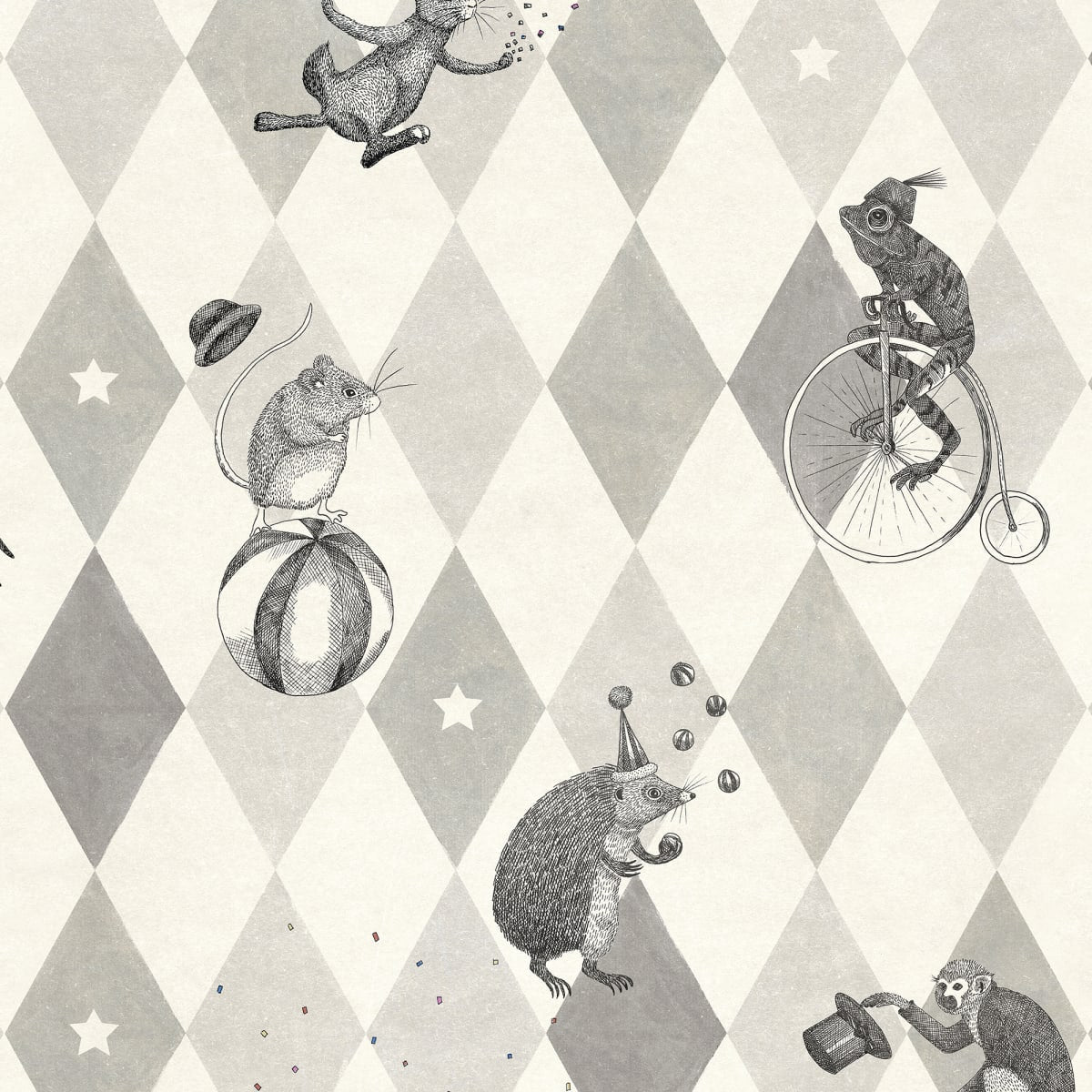 Circus Corner Wallpaper - Graphite - Rebel Walls - R18043 - Premier Wallcovering