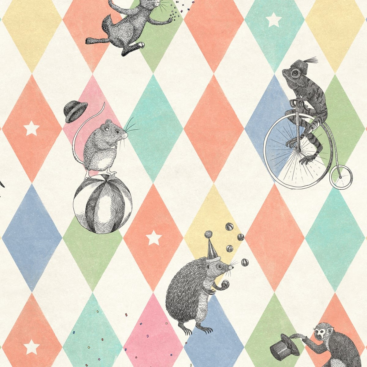 Circus Corner Wallpaper - Rainbow - Rebel Walls - R18041 - Premier Wallcovering