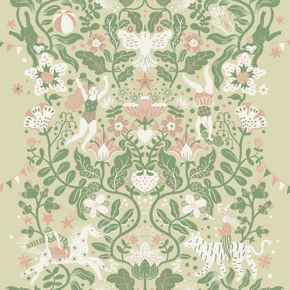 Cirkus Wallpaper - Light Green - Midbec - 29026 - Premier Wallcovering
