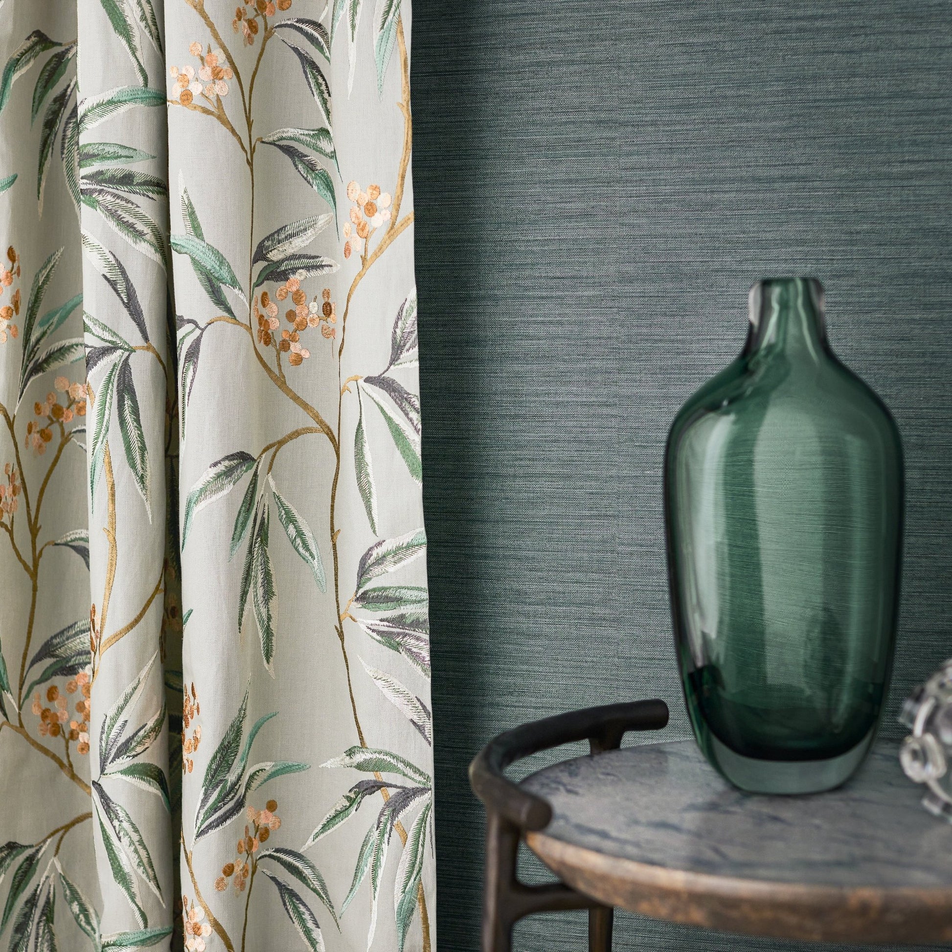 Ciro Abaca Embossed Wallpaper - Hunter - Romo - Textured Vol.I - W462/12 - Premier Wallcovering