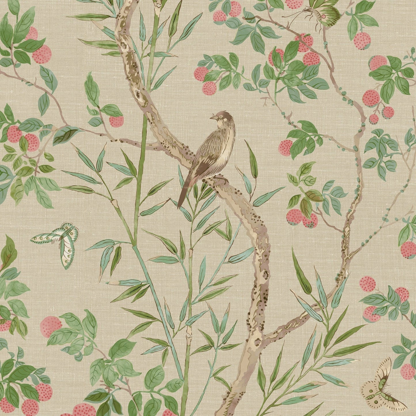 Claire Wallpaper - Coral & Green - Thibaut - T42009 - Premier Wallcovering