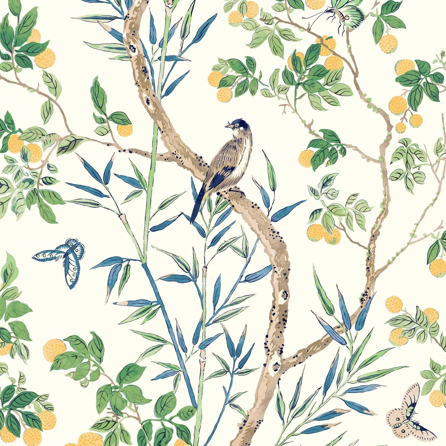 Claire Wallpaper - Yellow & Navy - Thibaut - T42013 - Premier Wallcovering