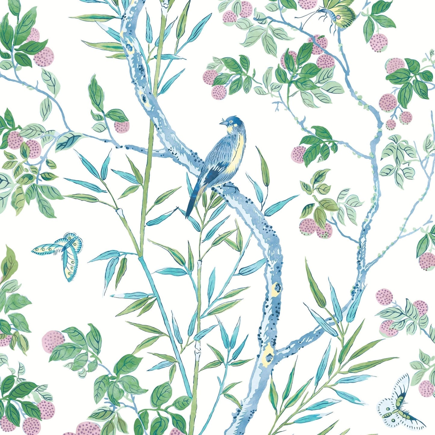 Claire Wallpaper - Blue & Green - Thibaut - T42014 - Premier Wallcovering