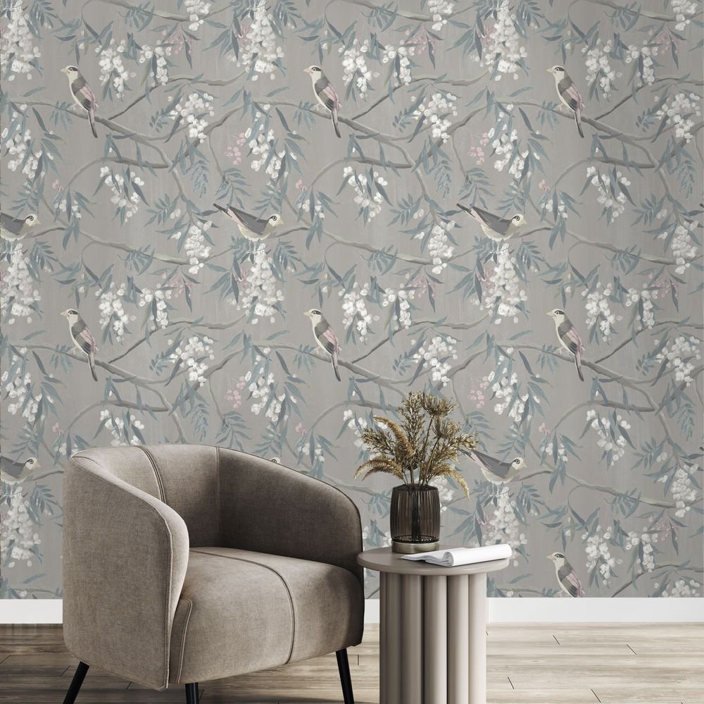 Clarendon Wallpaper - Silver Ash - Timothy Wilman - TW2518 - Premier Wallcovering