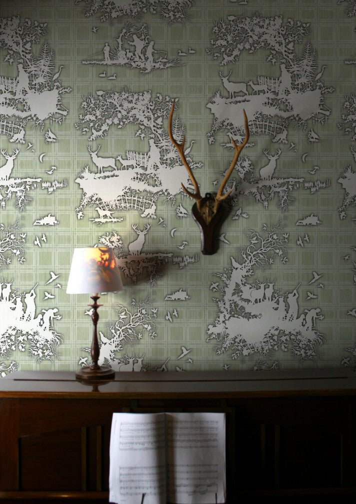 Classic Hunt Wallpaper - Sage - Timorous Beasties - TB/CLH/MICA/04 - Premier Wallcovering