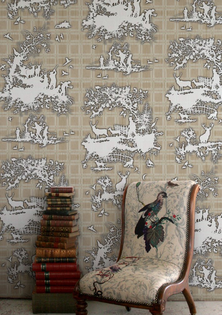 Classic Hunt Wallpaper - Beige - Timorous Beasties - TB/CLH/MICA/01 - Premier Wallcovering