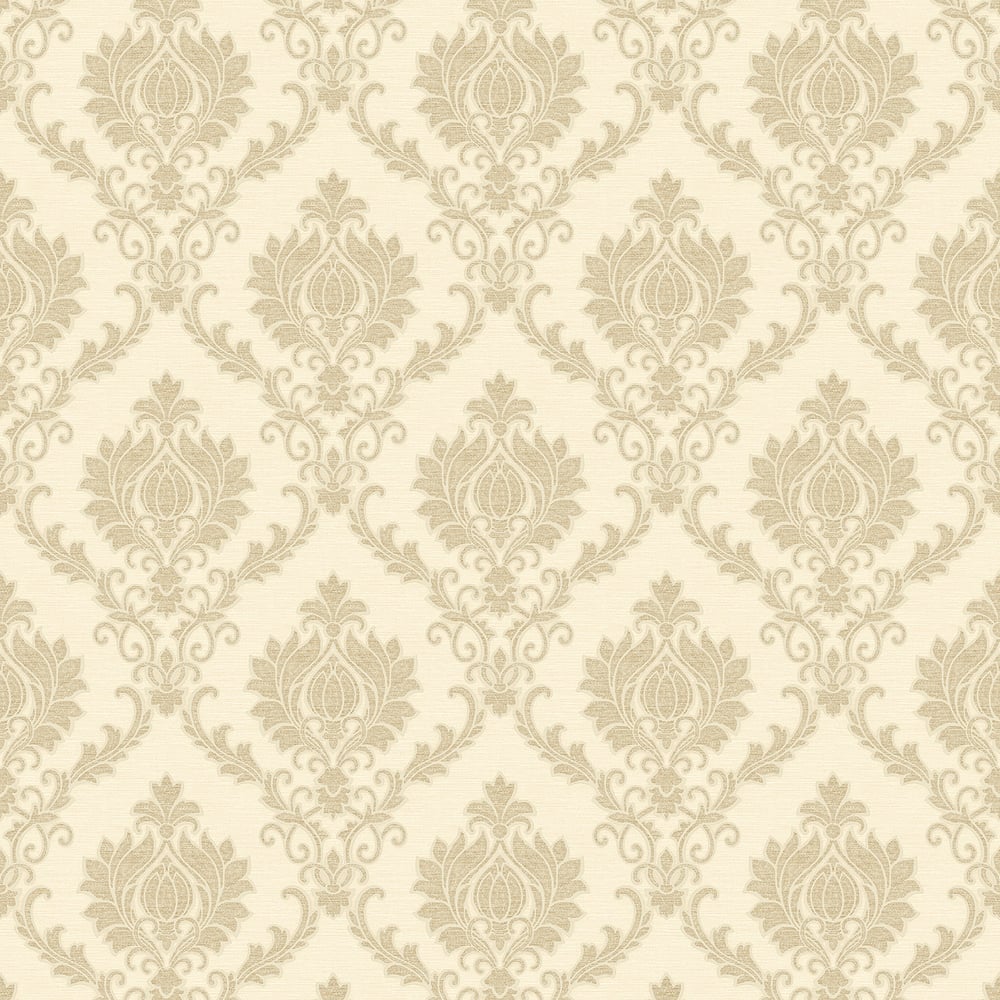 Classic Italian Delicate Damask Wallpaper - Beige/Cream - Galerie - 23643 - Premier Wallcovering