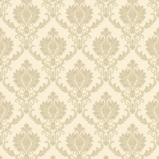 Classic Italian Delicate Damask Wallpaper - Beige/Cream - Galerie - 23643 - Premier Wallcovering