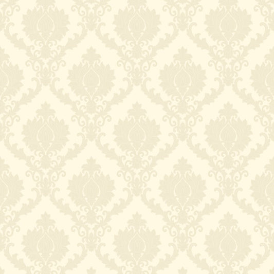 Classic Italian Delicate Damask Wallpaper - Ivory - Galerie - 23640 - Premier Wallcovering