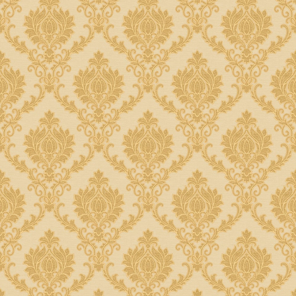 Classic Italian Delicate Damask Wallpaper - Gold - Galerie - 23642 - Premier Wallcovering