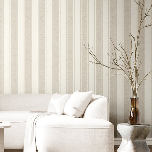 Classic Italian Elegant Stripe Wallpaper - Beige/Cream - Galerie - 23673 - Premier Wallcovering
