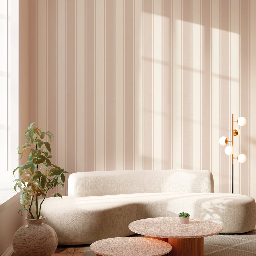 Classic Italian Elegant Stripe Wallpaper - Pink/Cream - Galerie - 23674 - Premier Wallcovering