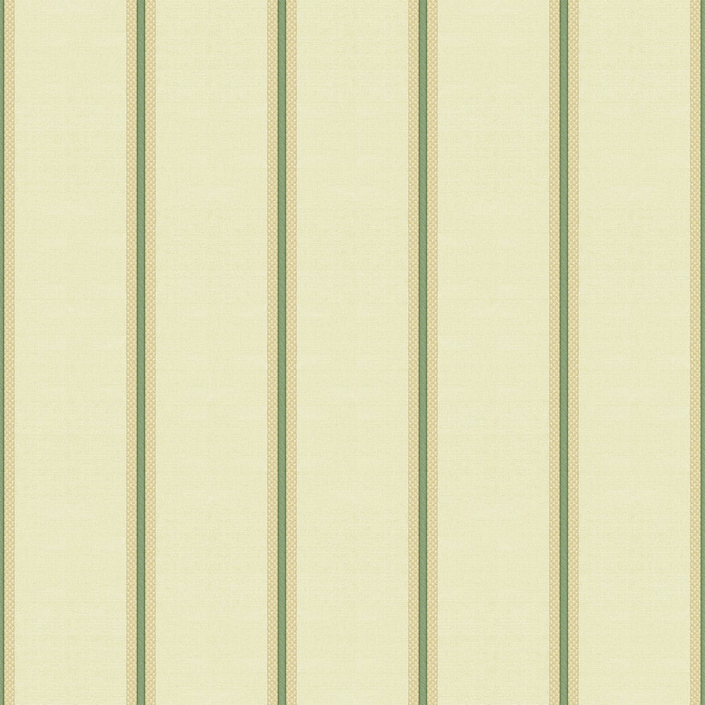 Classic Italian Fascia Vintage Stripe Wallpaper - Green Yellow - Galerie - 25765 - Premier Wallcovering