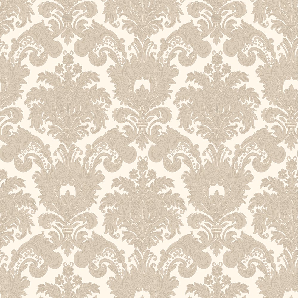 Classic Italian Scrolling Damask Wallpaper - Beige/Cream - Galerie - 23613 - Premier Wallcovering