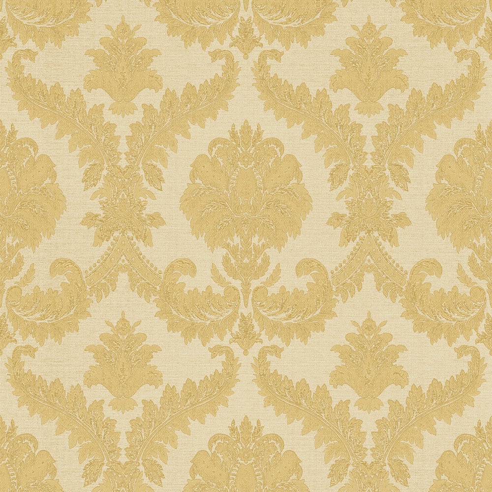 Classic Italian Traditional Damask Wallpaper - Gold - Galerie - 25723 - Premier Wallcovering