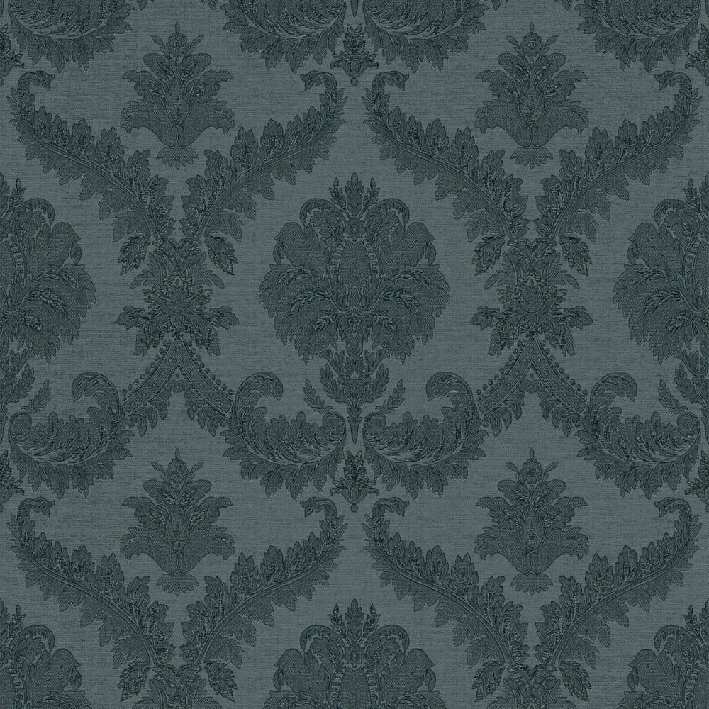 Classic Italian Traditional Damask Wallpaper - Blue Gold - Galerie - 25727 - Premier Wallcovering